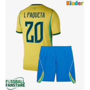 Brasilien Lucas Paqueta #20 Replik Heimtrikot Kinder WM 2026 Kurzarm (+ Kurze Hosen)